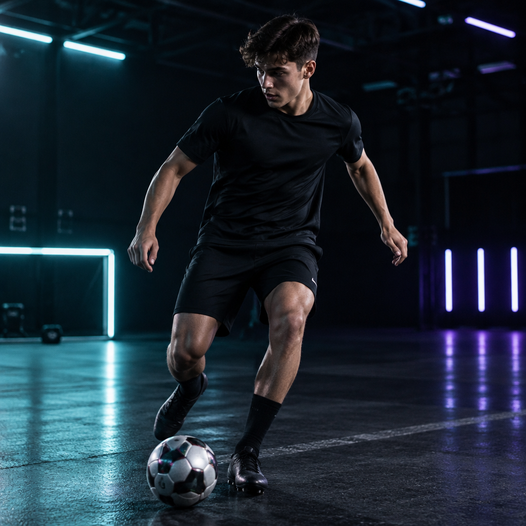 Footballer in a modern performance training environment